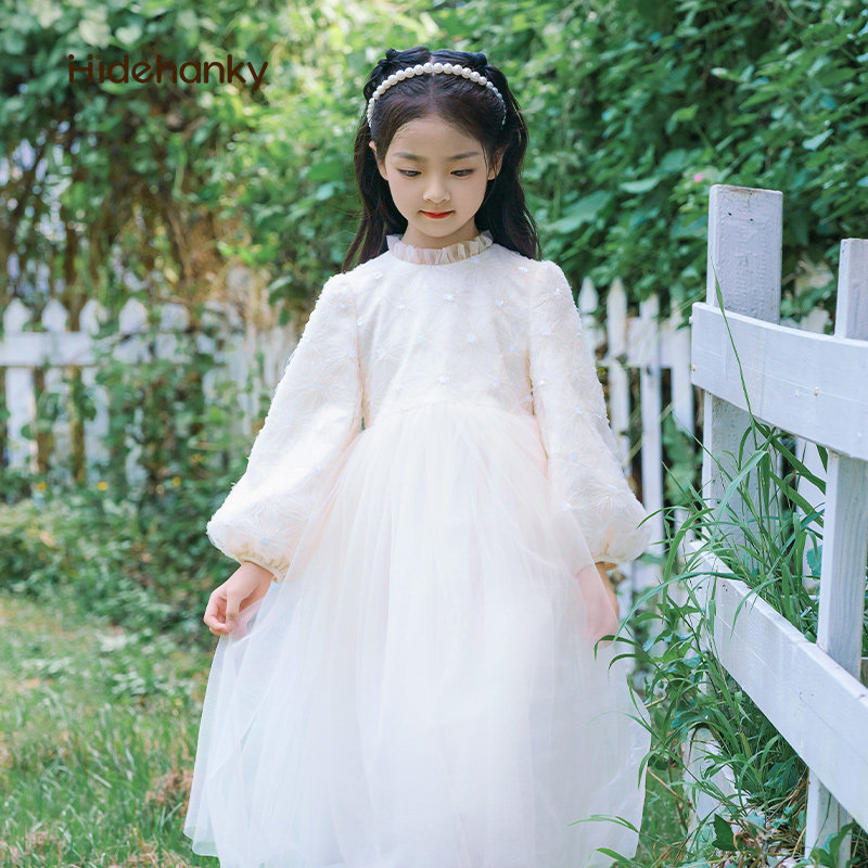 丢手绢女童白色连衣裙长袖公主裙子秋冬女孩生日礼服钢琴花童婚礼,淘宝优惠券,粉丝福利购,淘宝优惠卷