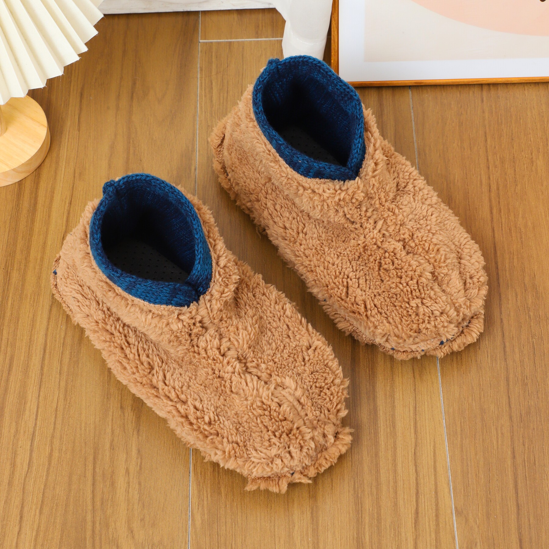 Winter mid-calf warm anti-slip floor socks lambswool socks and flippers