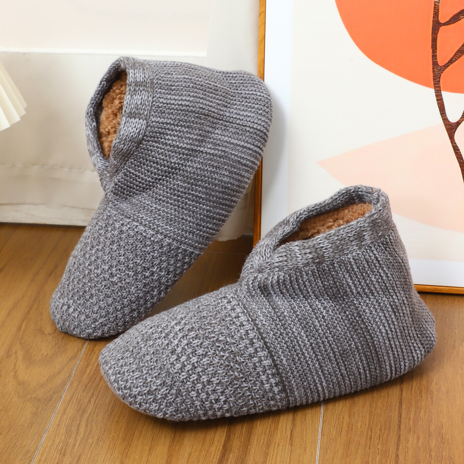 Winter mid-calf warm anti-slip floor socks lambswool socks and flippers