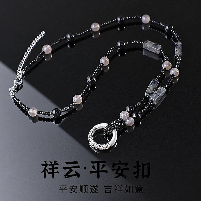 平安扣项链男款2025年新钛钢不掉色欧美高级感嘻哈潮酷配饰品 - 图0