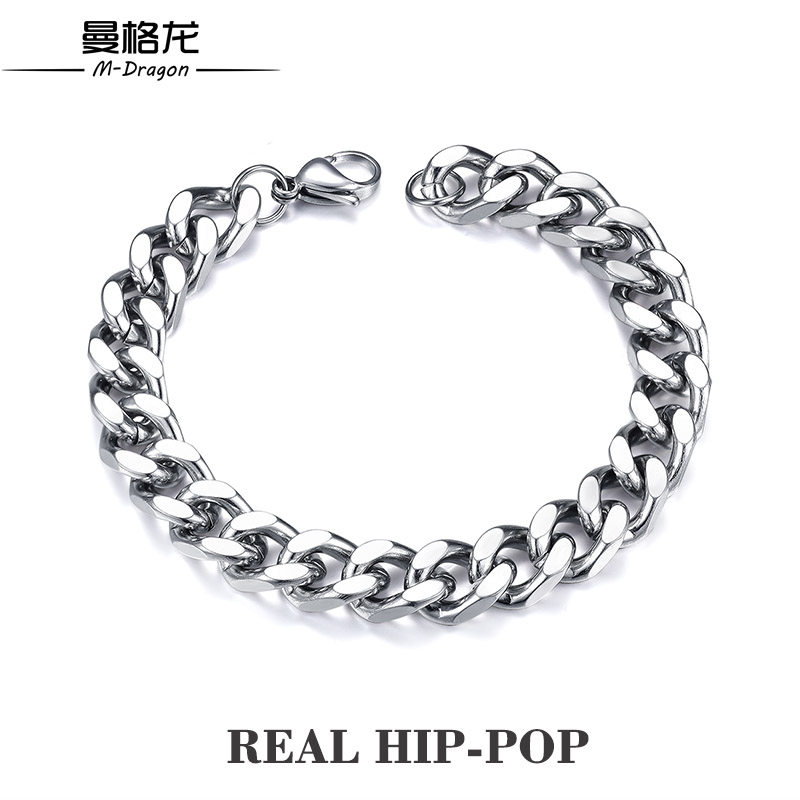 韩版潮学生个性加粗嘻哈钛钢手链 曼格龙手链