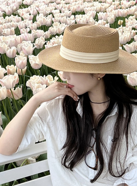 2026新款草帽女夏大檐法式田园风防晒遮阳海边沙滩编织拉菲凉帽男