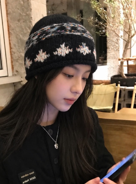 大头围针织毛线帽女秋冬显脸小