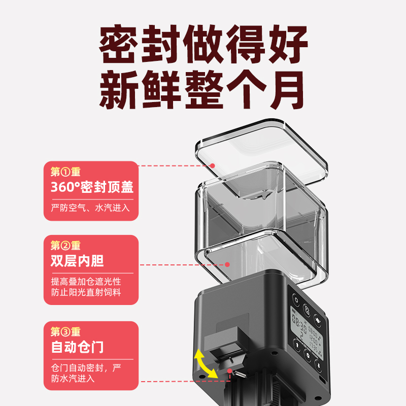 老渔匠鱼缸自动喂食器观赏鱼龙鱼鸟乌龟粮喂鱼神器智能定时投食器-图1