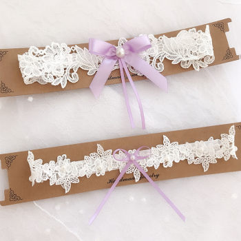 1 ຄູ່ wedding Western sexy butterfly ບໍລິສຸດ lace hollow ຂາ bridal ແຫວນ garter ຂາດອກວົງແຫວນ