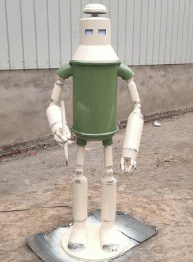 复古纯手工loft工业风创意做旧怀旧机器人落地模型工艺品摆件装饰