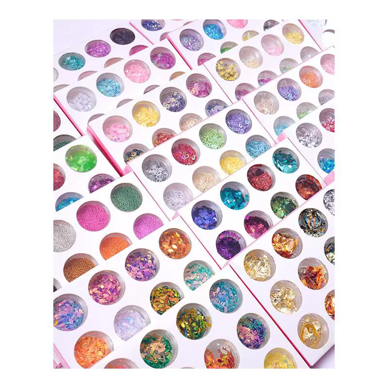 古蝉凰 Diy glue glitter set boxed hollow love shell powder glitter sequins manicure patch material