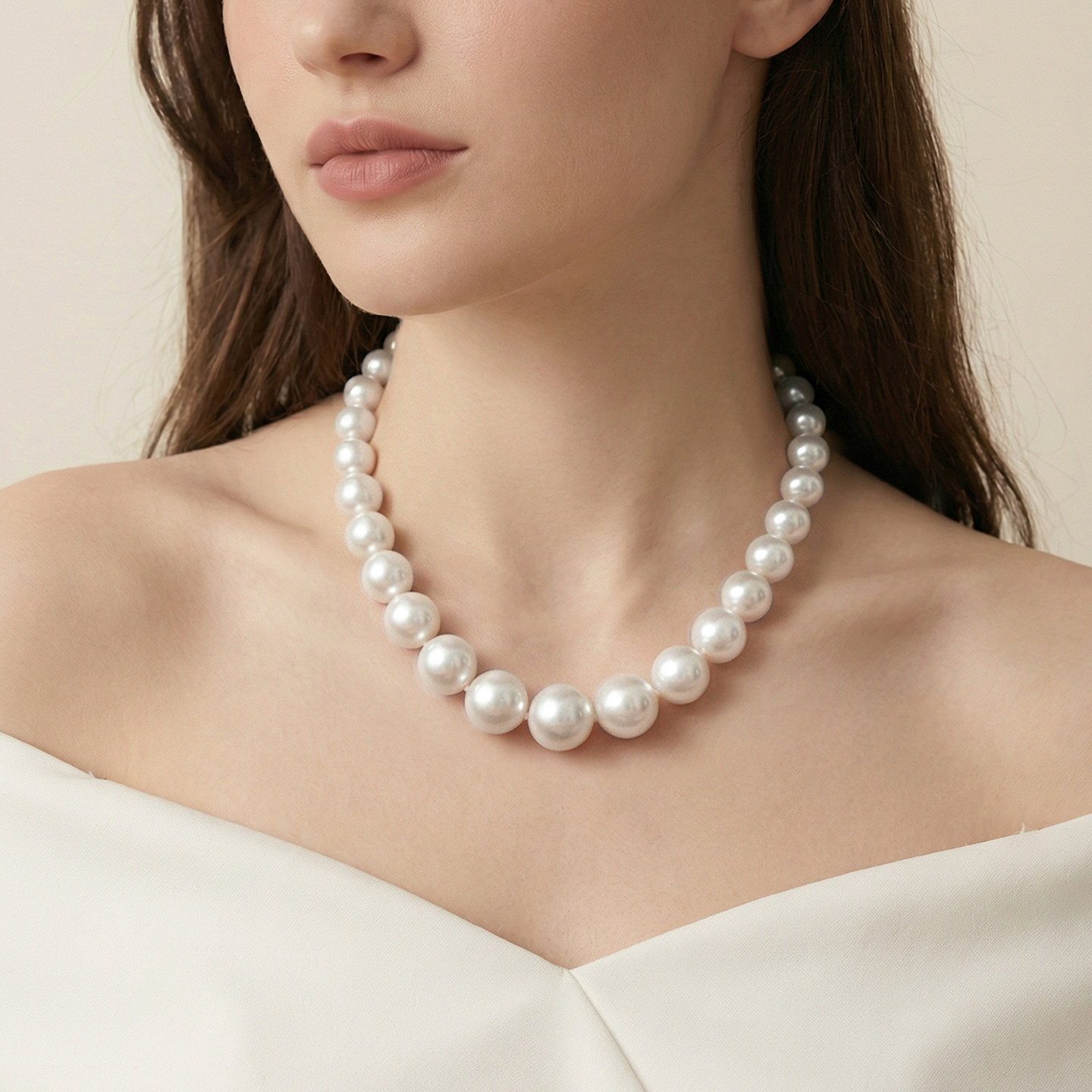 Size Gradient Pearl Necklace Women's Australian White Necklace