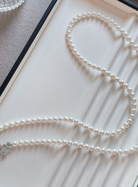 长款珍珠项链花朵2025新款爆款轻奢小众澳白毛衣链秋冬高级感女款