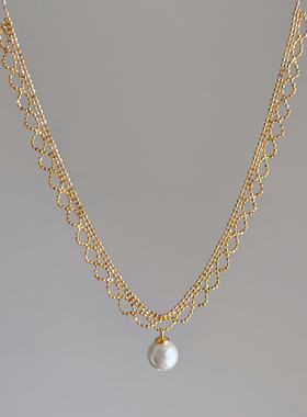 蕾丝珍珠项链吊坠女2025新款爆款s925纯银颈饰颈链锁骨链轻奢小众