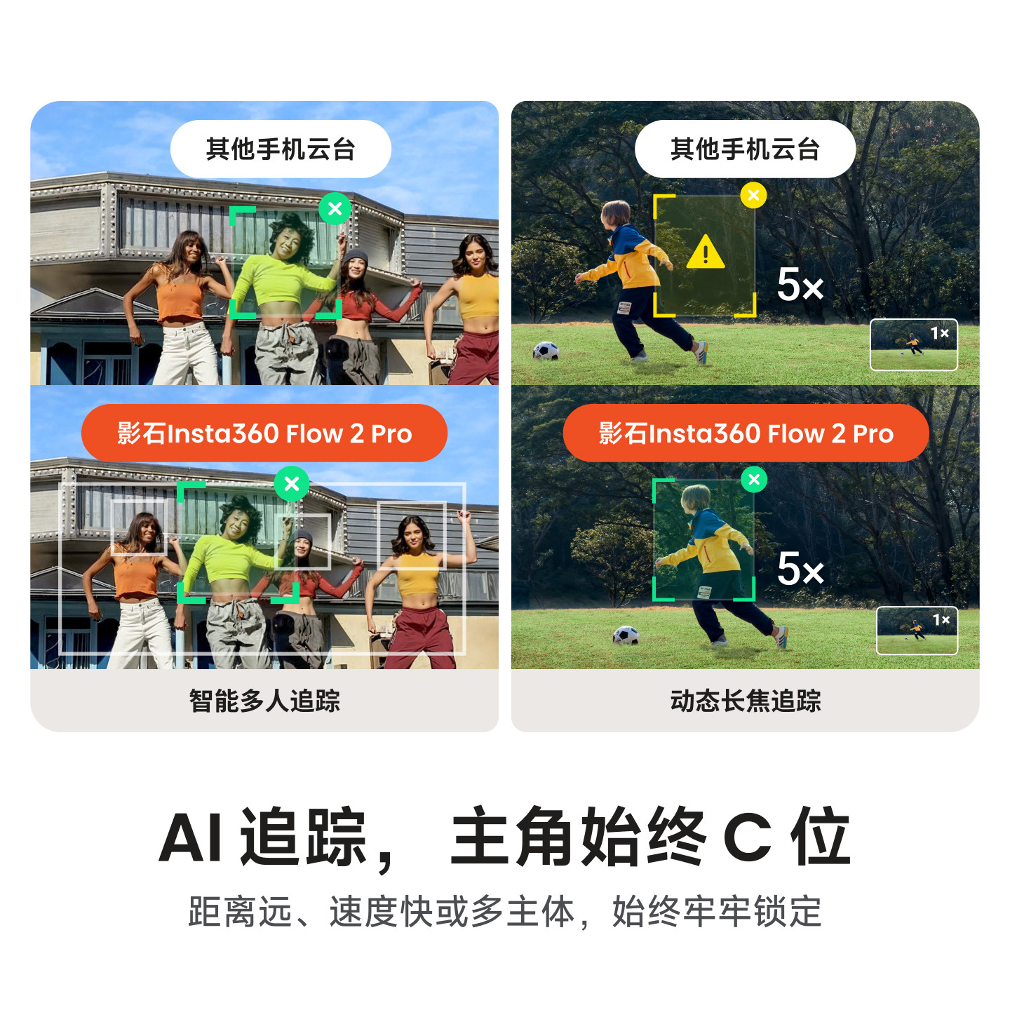 影石Insta360 【春季大更新】Flow 2 Pro 云台AI手持稳定器自拍杆手机支架  Vlog视频直播防抖可折叠便携神器