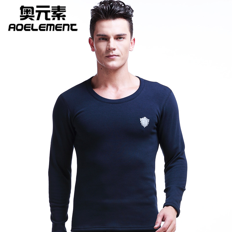 奥元素冬季男士单件加厚加绒圆领修身防寒打底秋衣保暖上衣内衣男,淘宝优惠券,粉丝福利购,淘宝优惠卷