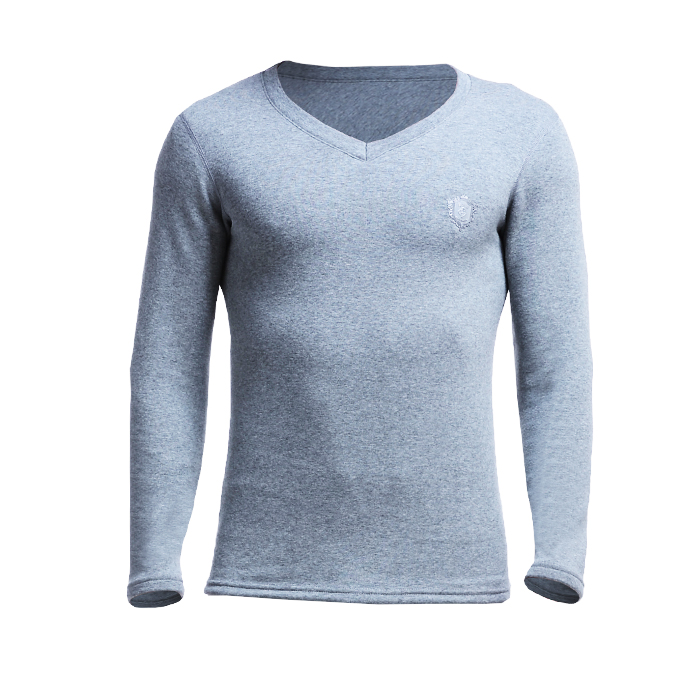 奥元素秋冬季男士加厚加绒秋衣打底防寒内衣V领单件秋衣保暖上衣