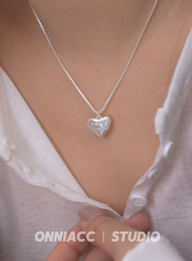 捶打纹爱心吊坠项链女短款锁骨链