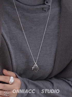 条纹圆牌相框吊坠项链锁骨链