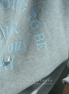 磨砂水滴项链女毛衣链纯银