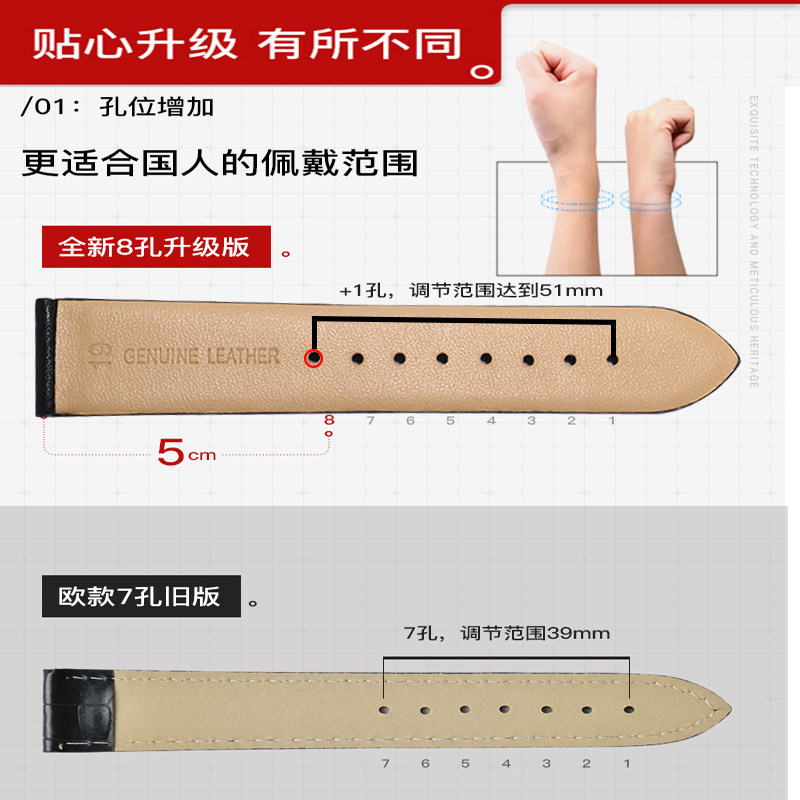超薄柔软真皮手表带男女欧米茄dw ck 佩伊配件