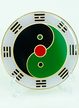 8厘米后天八卦黄铜中黄中绿中黑中白中红中绿三元太极八卦贴