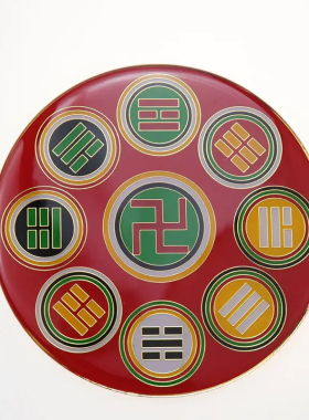 黄铜9公分五行太极八卦万字福双面一体卦爻盘五龙盘太极墙