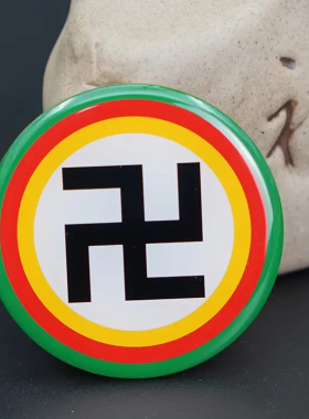 3CM万字五行太极手机贴光面版不干胶金属贴中黄太极黄万