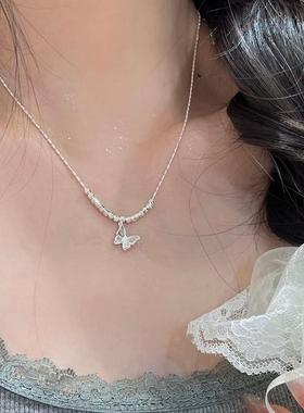 网红同款甜美精致百搭简约时尚蝴蝶项链女高级法式吊坠颈链锁骨链