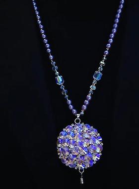 民族风五彩水晶圆灯笼毛衣链女轻奢高级感寓意锦上添花长款项链女