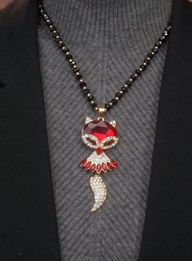 臻萌其它铜微镶圆珠女狐狸项链