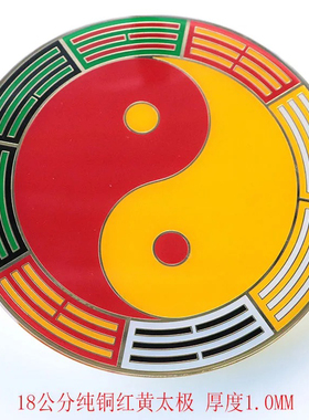 18CM黄铜1MM镀金烤漆滴胶工艺后天八卦万字福太极八卦补角贴摆件