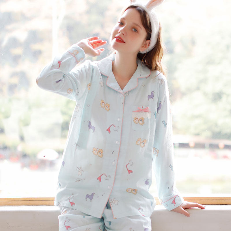 月子服夏季产后纯棉纱布吸汗7睡衣 静孕家居服套装