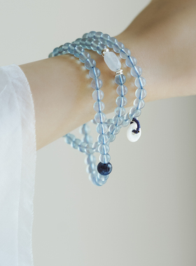 无同 碧落雾蓝  海蓝宝925银手钏