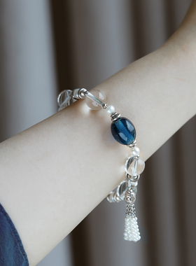 无同 雾月 国风设计白水晶珍珠单圈925银手串送礼简约