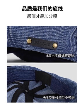 牛仔贝雷帽女复古画家帽夏季