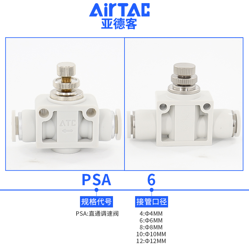 亚德客气动接头ASA/APA/PSA4/6/8/10/12管道直通调速单向节流阀 - 图0