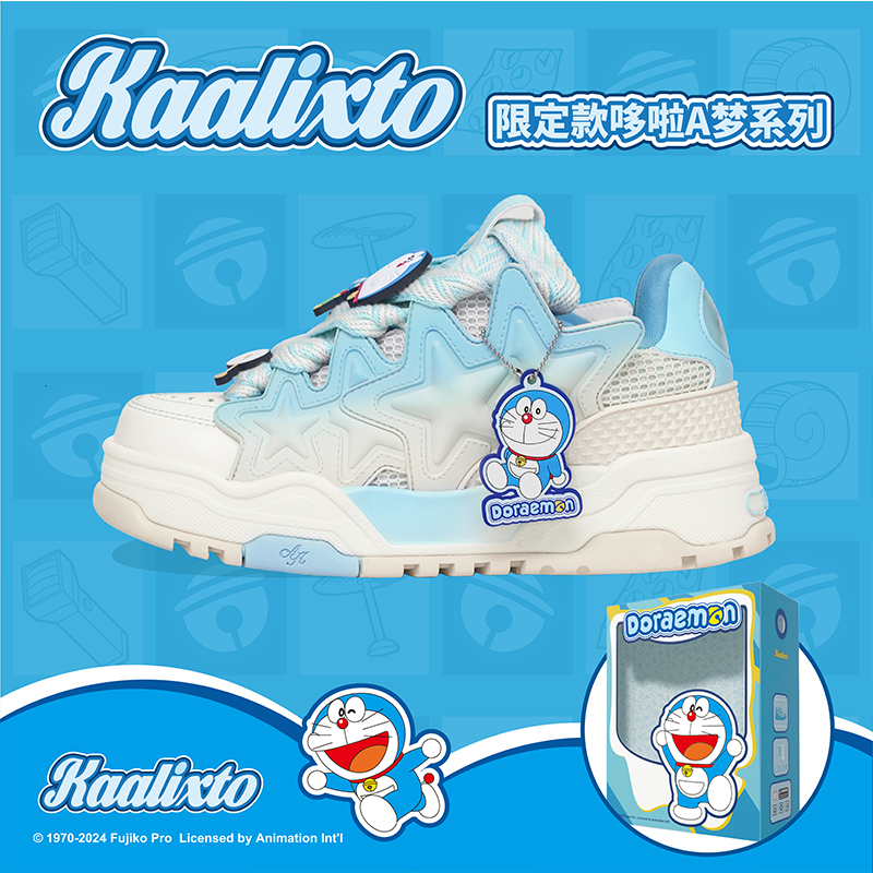 KAALIXTO×DORAEMON/哆啦A梦星星鞋蓝色小众设计国潮牌面包鞋-图0