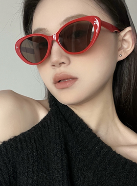 复古红色框猫眼高级感gm太阳眼