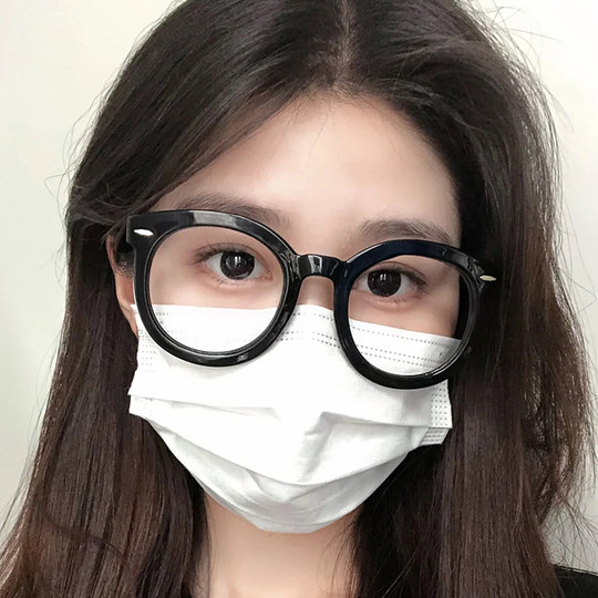 Rundes Gesicht formt schwarzen Rahmen, großen Rahmen, Internet-Berühmtheit, gleichen Stil