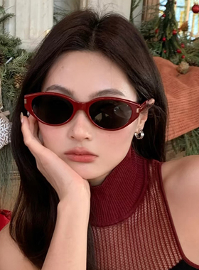 可拉大红色可可镜太阳眼镜女