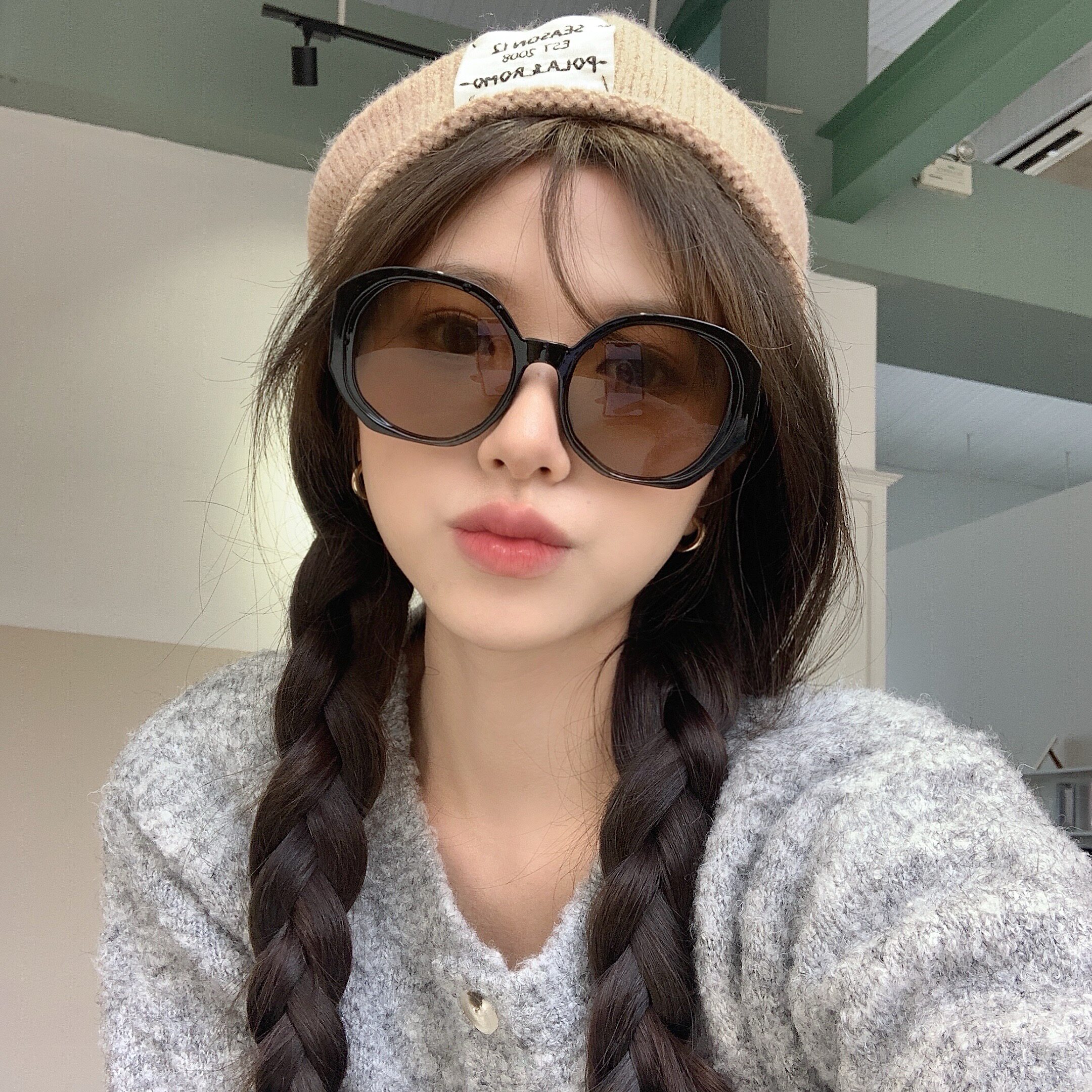 韩版潮黑色框圆形茶色墨镜女大脸显瘦素颜网红街拍防紫外线太阳镜