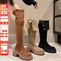 Order Gostudio Retro Western Boots Woman Winter Plus Suede Over Knee Long Boots Brown Long Barrel Boots Snowy Boots Knight Boots