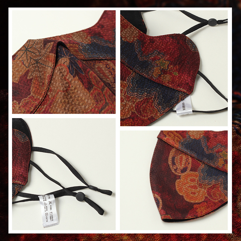 100%香云纱真丝防晒脸罩女护眼角防紫外线双层桑蚕丝轻奢面罩男 - 图1