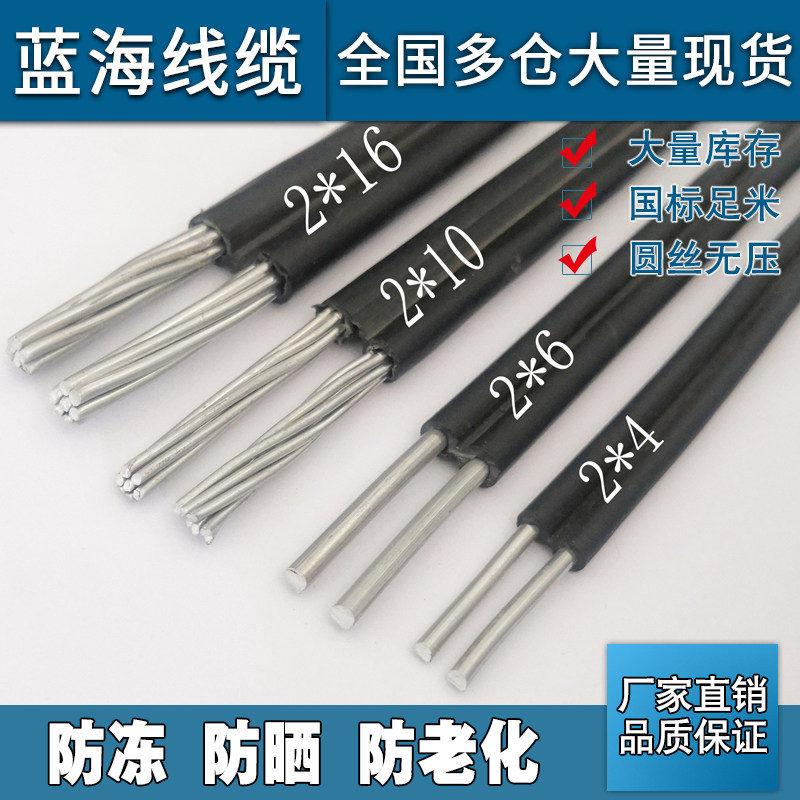 铝线电缆线 4 6 10 16 25 35平方铝芯线2芯电揽线户外平行线,淘宝优惠券,粉丝福利购,淘宝优惠卷