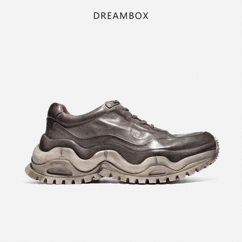 DREAMBOX钧博舒适透气马皮厚底老爹鞋手工水洗做旧户外运动休闲鞋 - 图2
