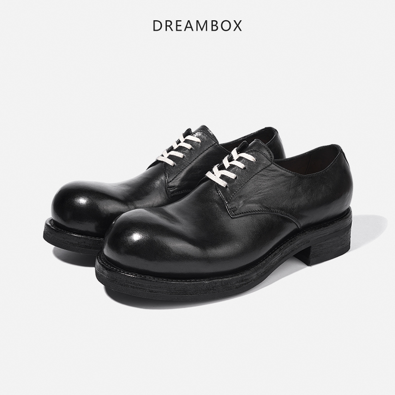 dreambox钧博米奇鞋vibram防滑手工大头德比鞋男马皮商务休闲皮鞋-图2