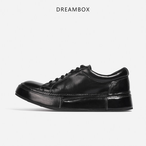DREAMBOX钧博vibram男士马皮小黑鞋轻便透气休闲板鞋2025新款男鞋 - 图0