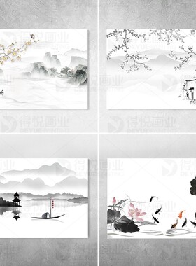 新中式风配电箱防水网络装饰贴画
