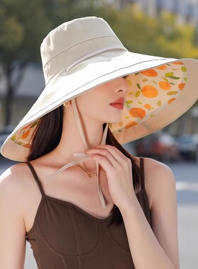 18CM超大帽檐遮脸双面渔夫帽女夏