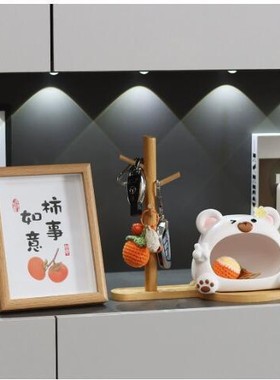 入户玄关大嘴小熊钥匙收纳摆件进门置物架客厅轻奢装饰品乔迁礼品