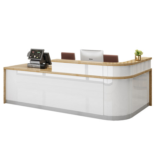 公司前台接待台服装店收银台转角吧台柜台办公桌简约现代商用烤漆 - 图3