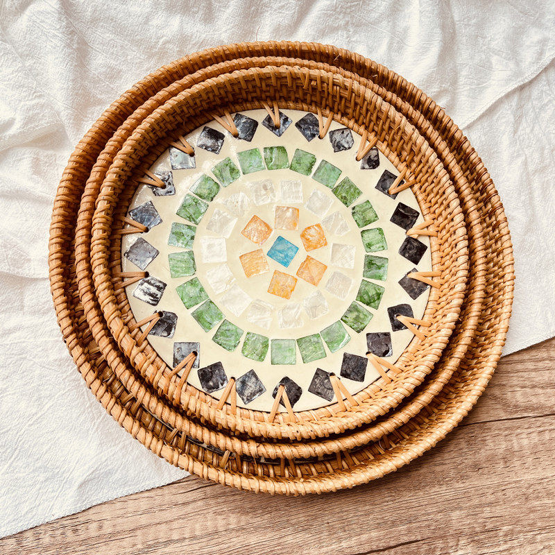 越南藤编贝壳托盘水果盘藤篮编织早餐篮日式竹编面包筐点心篮子,淘宝优惠券,粉丝福利购,淘宝优惠卷