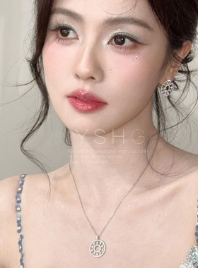 白鹿同款耳环 圆圈露珠耳钉轻奢高级感耳饰气质小众百搭适合夏天
